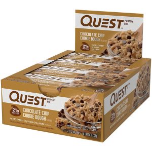 Quest Nutrition Chocolate Chip Dough Cookie Protein Bars, 21g Protein, 1g Sugar, 4g Net Carb, Gluten Free, Keto Friendy, 12 Count