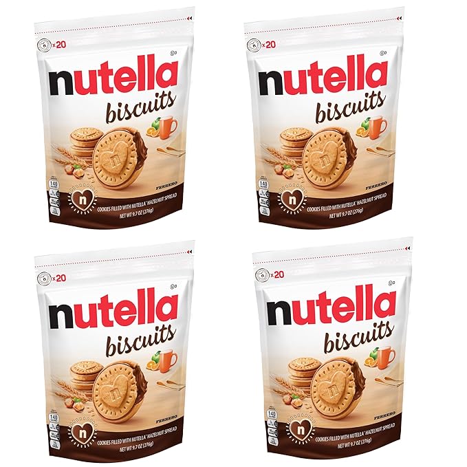 Nutella Biscuits, Hazelnut Spread With Cocoa, Sandwich Cookies, 20-Count Bag (Pack of 4)
